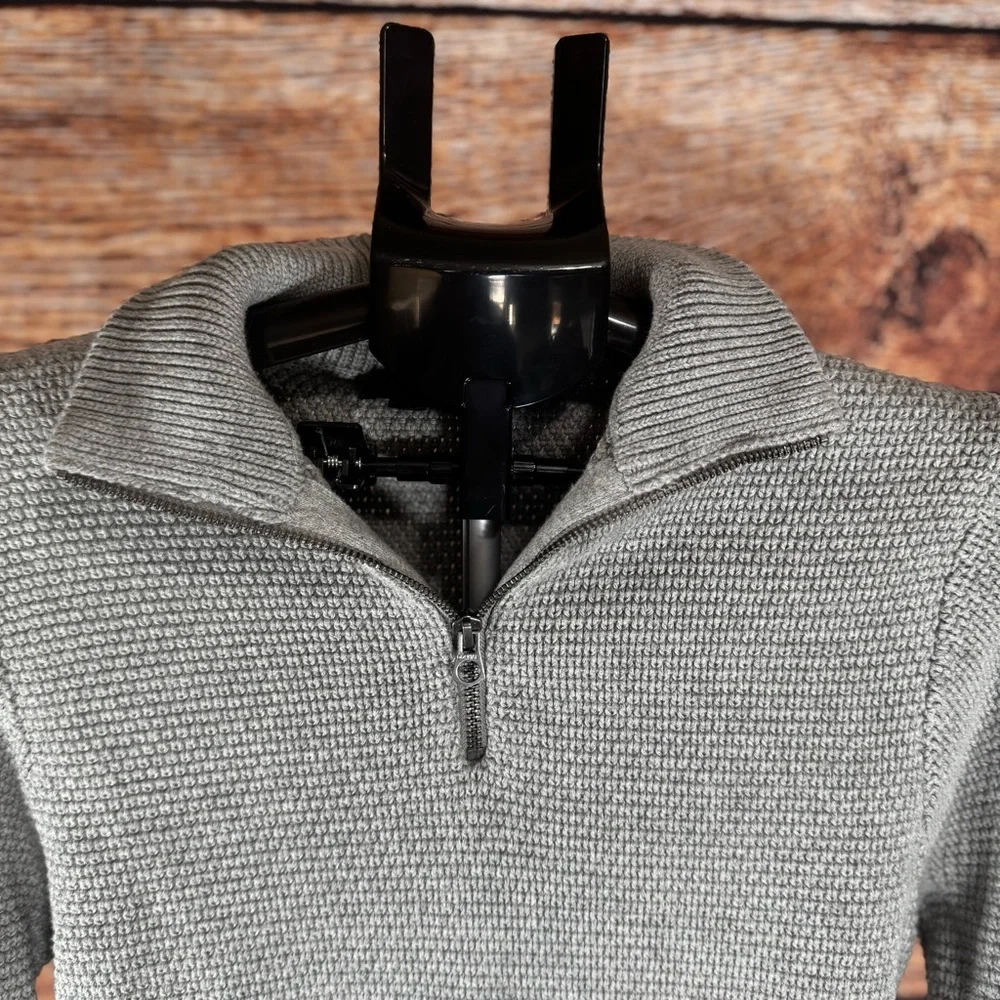 J.Crew Men’s Gray Quarter Zip Waffle Knit Sweater‎ | Business Casual 100% Cotton